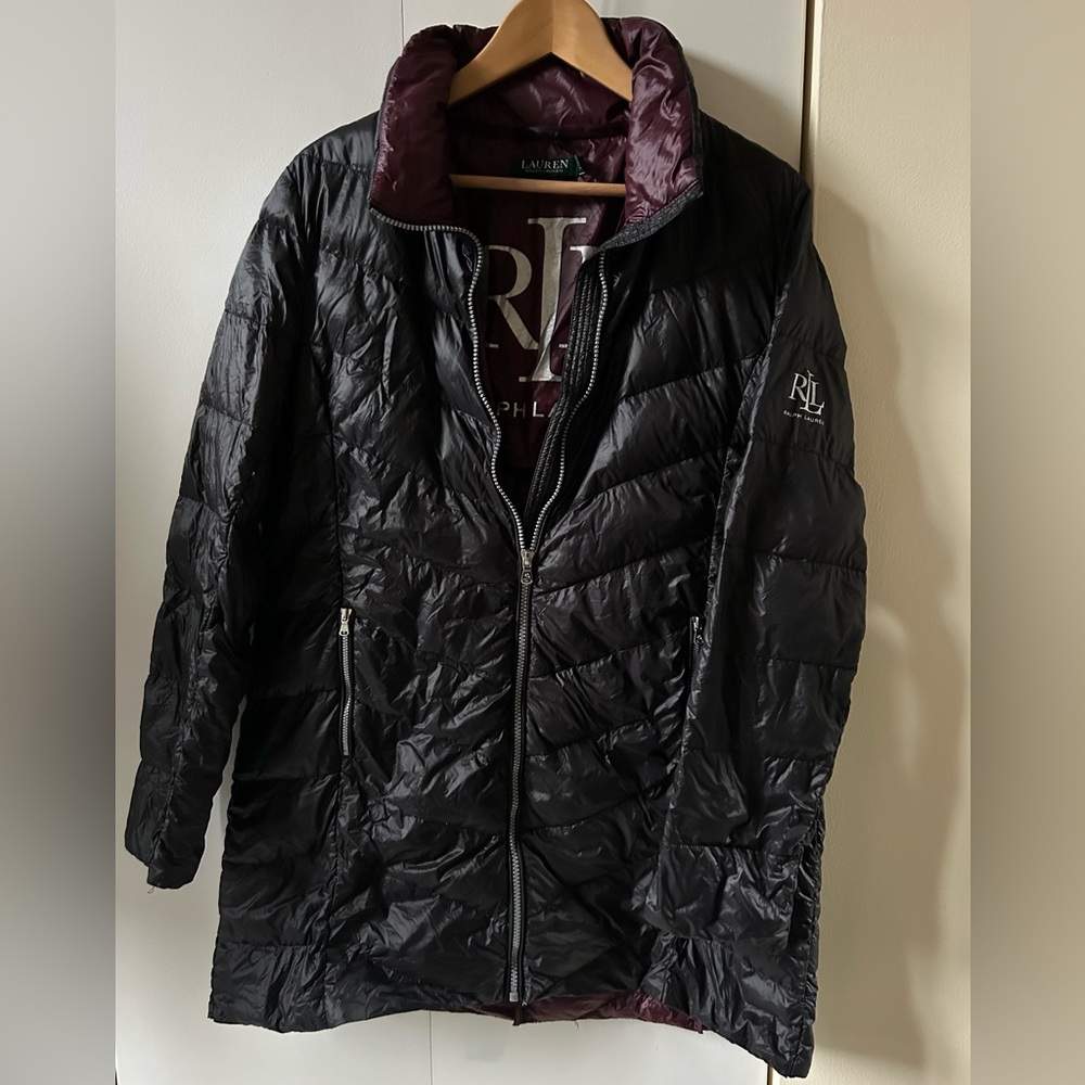 Lauren Ralph Lauren down filled puffer coat jacket black Large